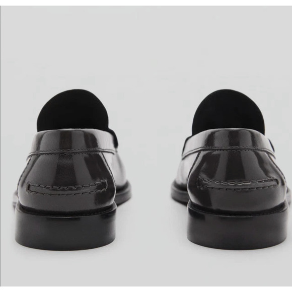 NEW MANGO MNG GRAY LEATHER PENNY LOAFERS SHOES SZ 38 US 7.5 - Picture 2 of 5